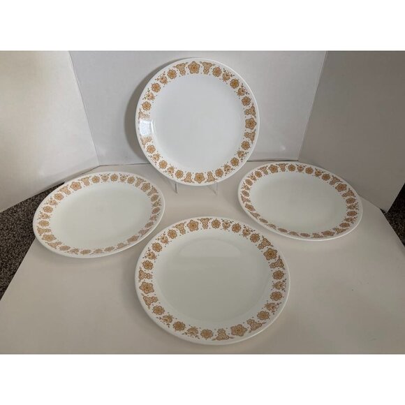 Vintage Corning Corelle Butterfly Gold Round Dinner Plates 10 ¼” wide Set of 4 - Picture 1 of 5